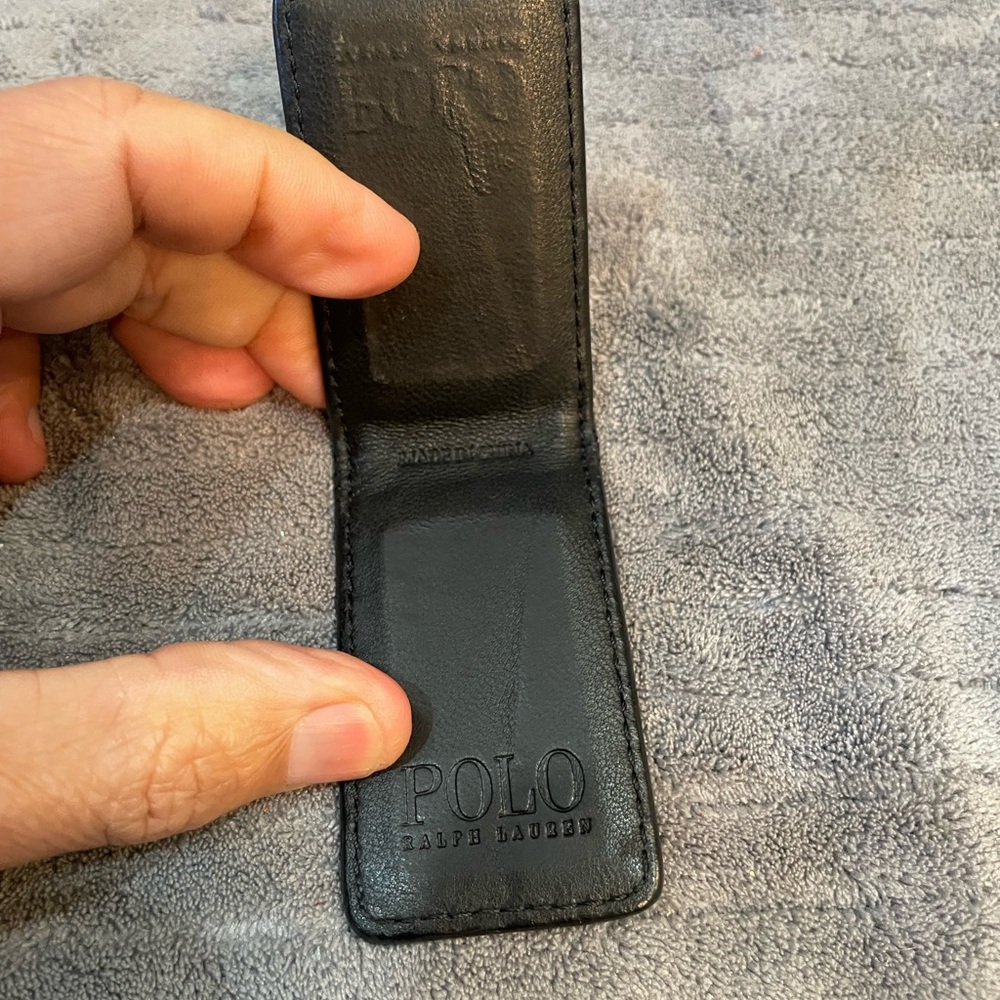 Ralph Lauren Polo Magnetic Black Leather Money Clip - Picture 4 of 4